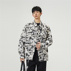 可二开定制扎染雾霾小香风面料大码M-5XL夹克男JK78082P79控128，男装夹克，星座227-7