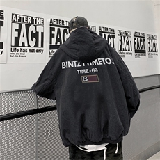 羊羔绒棉服男冬季加厚美式高街水洗加绒牛仔外套潮牌连帽棉衣夹克，男装棉衣，电商B210