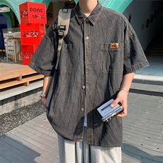 衬衫五分袖翻领青春流行牛仔布潮流文艺日常衬衫E715P46，男装衬衫，星座1116-2