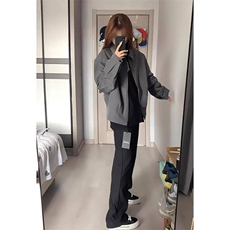 黑色垂坠感微喇西裤男春夏季高级感cleanfit裤子直筒休闲西装裤子，男装夹克，星座1008