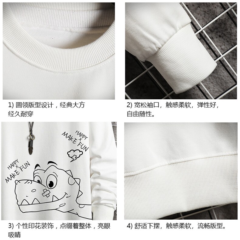 S6136-P28加绒款-P33秋季圆领卫衣男大码韩版宽松长袖外套网格,男装卫衣,电商A040A