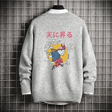 M19012-P45加绒款-P65加厚加绒毛衣男大码毛线衣男针织衫网格，男装针织衫/毛衣，电商A040A
