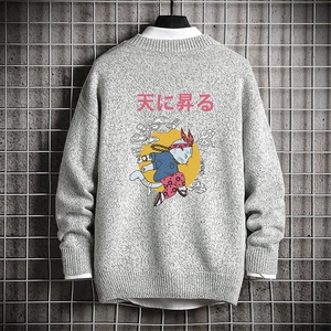 M19012-P45加绒款-P65加厚加绒毛衣男大码毛线衣男针织衫网格
