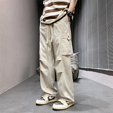 直播数据款春季新款大口袋伞兵裤宽松直筒休闲裤工装裤K515-P42，男装休闲裤，星座914-3