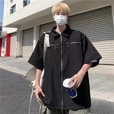 慵懒夏季ins潮流日常标准新款潮青春流行男百搭文艺衬衫五分袖，男装T恤，星座506A