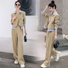 假两件西装外套女2023春新款时尚撞色设计感轻熟风西装外套阔腿裤，女装套装/套裙，辉之琳