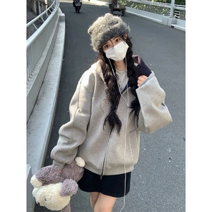 抖音得物高品质二开 25秋冬美式重磅宽松结构双面连帽卫衣外套W68图片