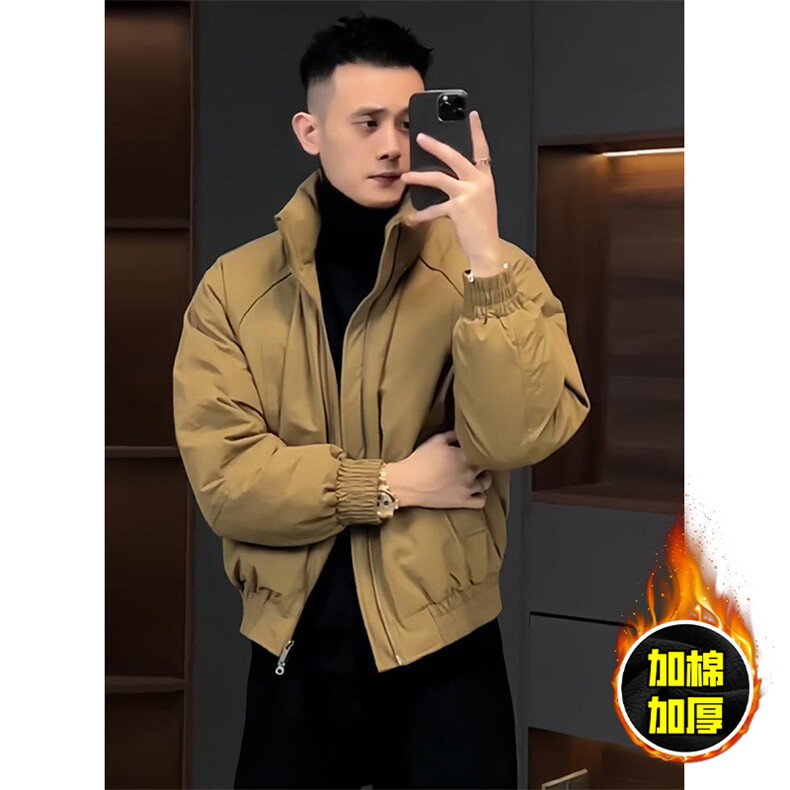 现货美式高街休闲棉衣夹克三防立领纯色户外工装加厚棉服外套图片