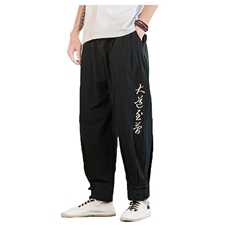 盘扣休闲风九分裤文字绣花哈伦裤灯笼裤9分裤QT6025-K209-P50，男装休闲裤，星座311A