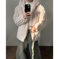 冬季男士棉服兔毛条纹绒虎皮纹宽松加绒加厚外套棉衣特p95，男装棉衣，电商B319