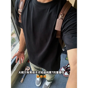 美式cleanfit夏季纯色打底基础款正肩T恤男收袖口短袖修身 TW51图片