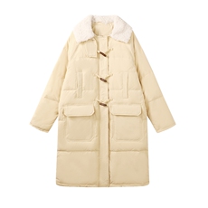 现货高品质学院风牛角扣羽绒服2C236-2220-P255-K358，女装羽绒服，2C236
