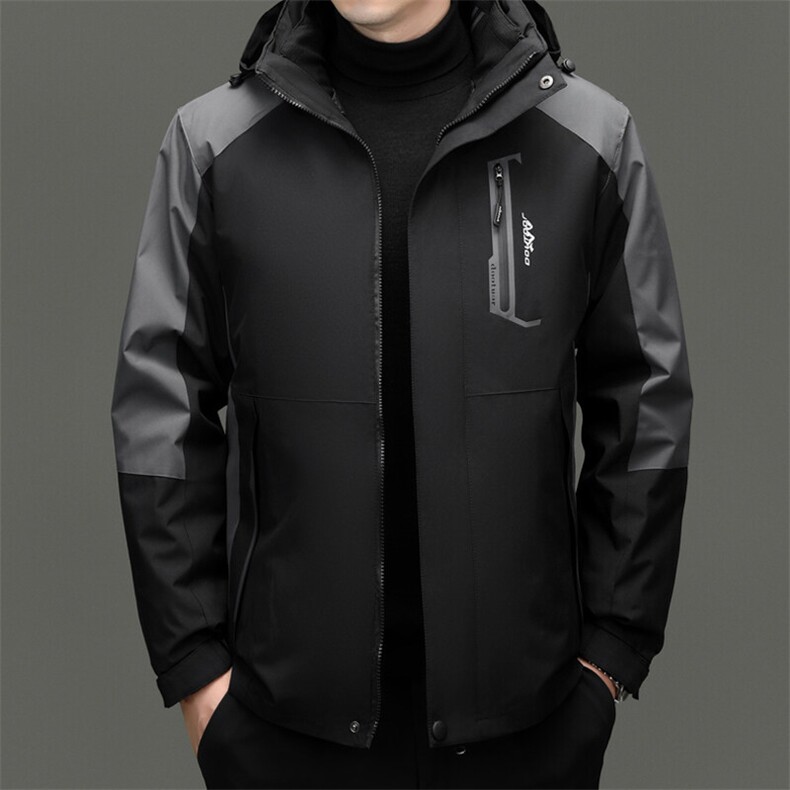 新款主推2色三防冲锋衣羽绒棉内胆棉服三合一,男装夹克,钱塘207-1