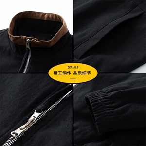 美式开衫卫衣外套男款秋季高级感痞帅立领运动夹克cleanfit棒球服图片
