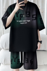 2025夏季新款旋律风车大码冰丝短袖T恤套装M-5XHQ25572-P60，男装T恤，电商A022
