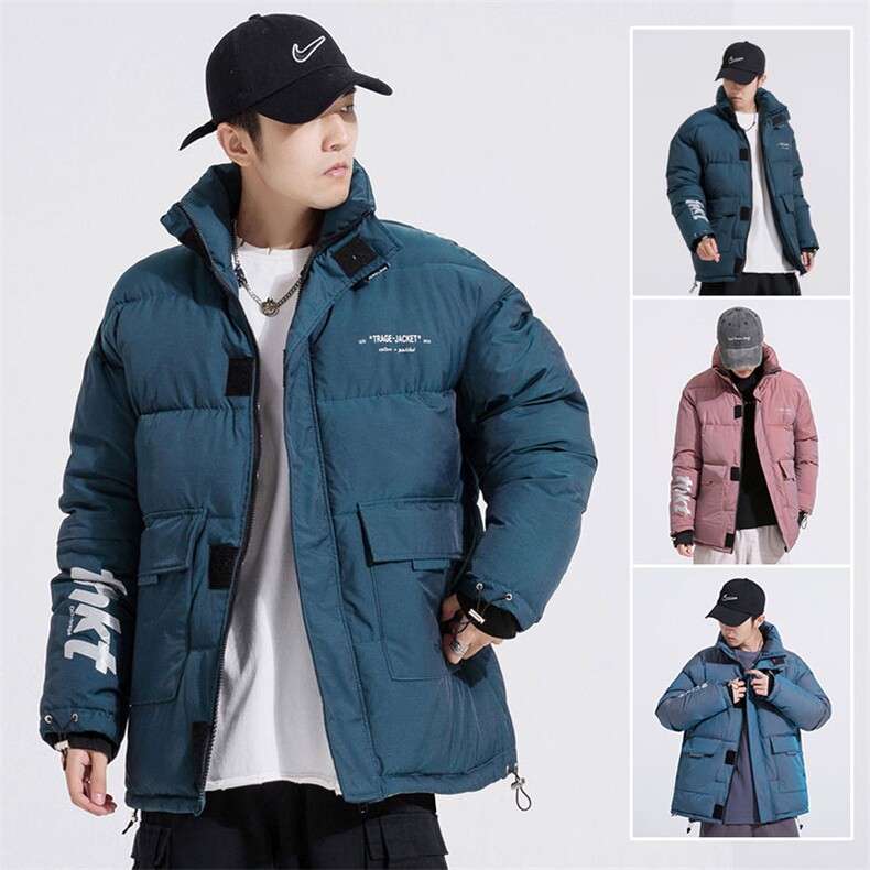 日系新款变色龙棉衣男亮面反光棉袄立领面包服棉服 3367-P80控138图片