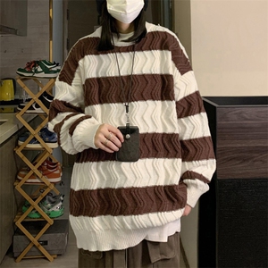 中性风！条纹毛衣男士加厚麻花线衣男针织衫女XH03-P60,男装针织衫/毛衣,电商B367