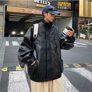 复古机车服皮衣美式多口袋夹克飞行员立领pu皮外套Y1021-P75网图图片