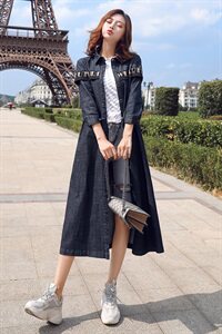 牛仔风衣外套个性简约舒适百搭优雅柔软亲肤时尚潮流图片