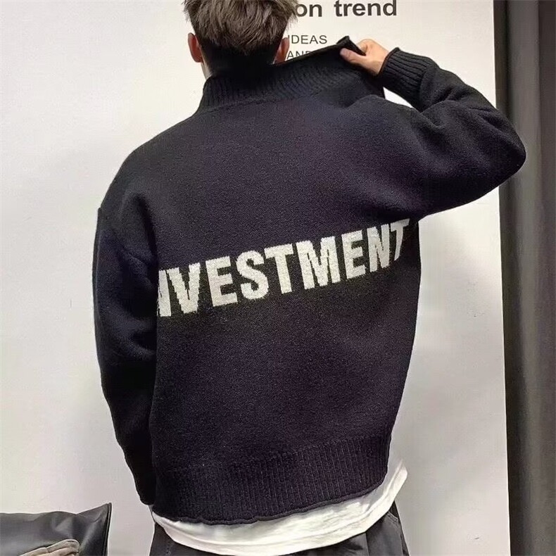 潮流文艺慵懒气质潮流纯色百搭毛衣外套立领秋冬新款ins开衫长,男装针织衫/毛衣,星座218-1（原230）