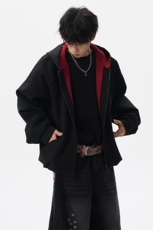 8XL-M美式复古撞色连帽水洗夹克男高级感做旧情侣外套JK1327P88，男装夹克，电商D206-1
