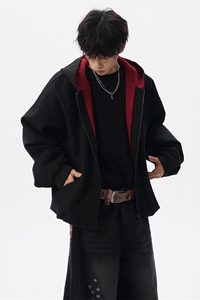 8XL-M 美式复古撞色连帽水洗夹克男高级感做旧情侣外套JK1327P88图片