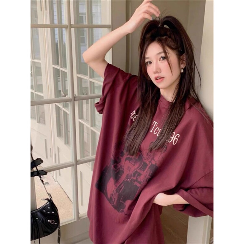 夏季美式潮牌复古宽松休闲BF风重磅纯棉短袖T恤男女情侣款上衣,男装T恤,四季星座505