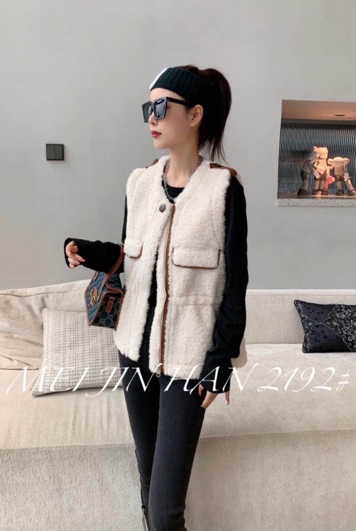 美巾涵5121收腰款皮毛一体马甲，女装马甲，美巾涵