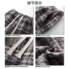 日系潮牌宽松直筒休闲圈圈尼格子加厚冬款裤子K691P45控78，男装休闲裤，电商A102B