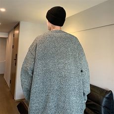 秋冬季美式复古针织开衫外套韩系慵懒风宽松休闲V领毛衣，男装针织衫/毛衣，星座410-7