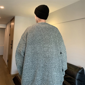 秋冬季美式复古针织开衫外套韩系慵懒风宽松休闲V领毛衣图片