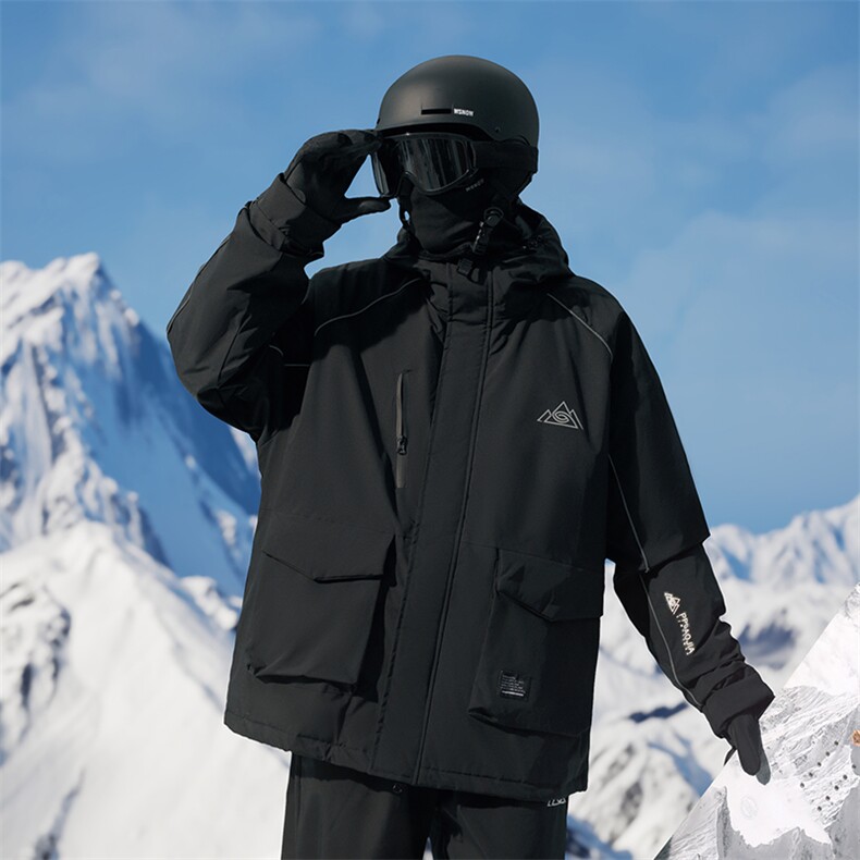 舒适保暖拉链魔术贴滑雪服男反光条工装夹克外套M69-P170控258，男装夹克，电商A001