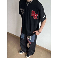 美式字母毛巾刺绣t恤男夏季潮牌cleanfit短袖重磅半袖LW1011-p42，男装T恤，星座1008