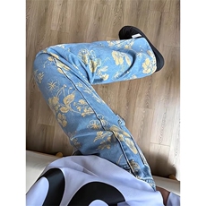 休闲牛仔裤女秋新款高腰宽松显瘦百搭直筒阔腿拖地裤NZA109，男装牛仔裤，星座516A