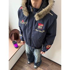 帽子可拆美式复古刺绣徽章座山雕棉衣外套男女加厚夹克A1247-P80，男装夹克，星座1505