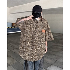 夏季五分袖衬衫灯芯绒领豹纹衬衣上衣外套CM993，男装衬衫，星座1116A-1（原606A）