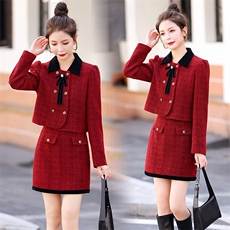 2025秋冬新款粗花呢小众设计感小香风套装两件套含30毛，女装套装/套裙，兰菲阁