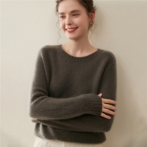 轻熟风100%山羊绒衫圆领马鞍肩女士加厚毛衣打底衫显瘦针织衫上衣图片