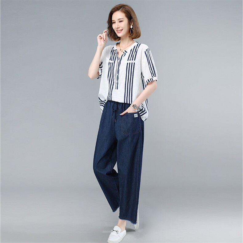 2021夏季新款简约时尚休闲宽松气质文艺套装，女装套装/套裙，叶笙衣