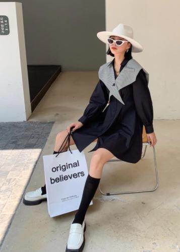 秋装两件套连衣裙，女装连衣裙，变格