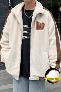 冬装加绒加厚羊羔绒刺绣外套羊羔毛羽绒服男女 8161-P185 控价258图片
