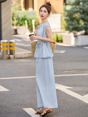 小香风套装2025夏新款韩系高级松弛感职业气质无袖背心穿搭一整套，女装套装/套裙，橙子家