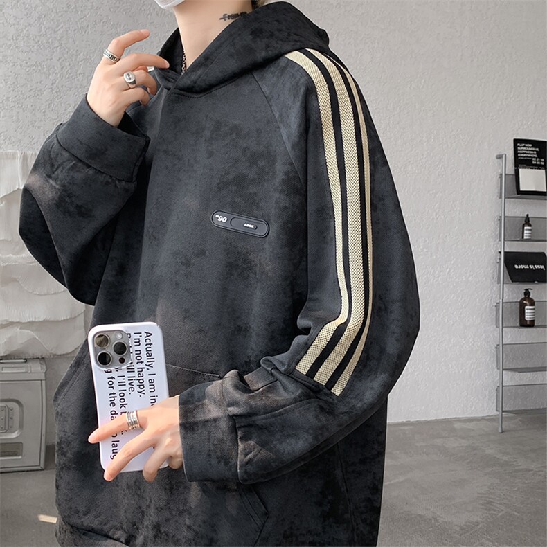 现货 WY10081-特P48 控88 华棉扎染高品质织带连帽大码卫衣图片