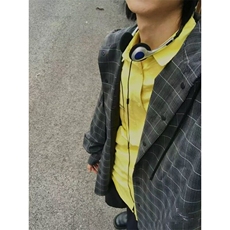 W9503-P65网图现货新款日系复古连帽格子衬衫宽松百搭潮流外套，男装衬衫，星座1608-2