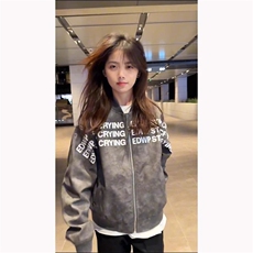 美式复古hiphop字母印花外套春秋高级感痞帅飞行夹克百搭棒球服女，男装夹克，星座1210-1
