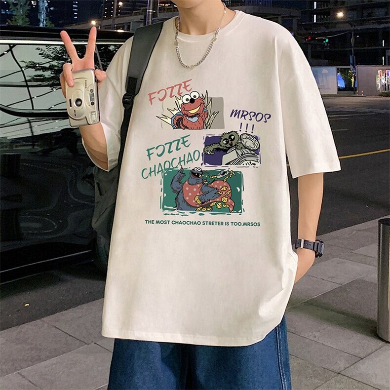 T833大码宽松纯棉运动圆领体恤衫oversize短袖T恤男重磅T,男装T恤,星座304A-1