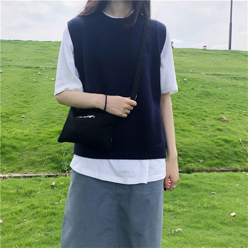 2021新款小背心针织马甲女套头韩版圆领毛衣外穿百搭毛线坎肩外搭,女装马甲,洁纯羊绒
