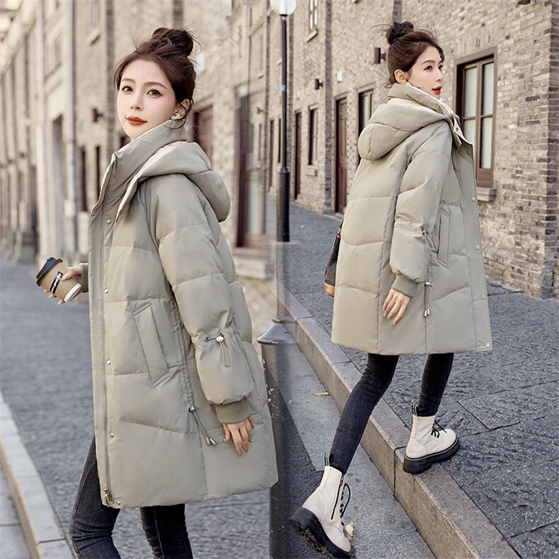 加厚保暖中长款羽绒棉服女2024冬季新款宽松洋气爆款连帽棉袄外套，女装棉衣/棉服，雅佳俏
