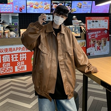 皮衣男韩版潮流痞子帅气高街2025春季新款ins宽松外套W4767-P69，男装皮衣，星座412-3
