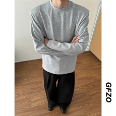 网图结构拼接长袖T恤男初秋装垫肩显宽体恤衫H1142特P25，男装T恤，电商A341